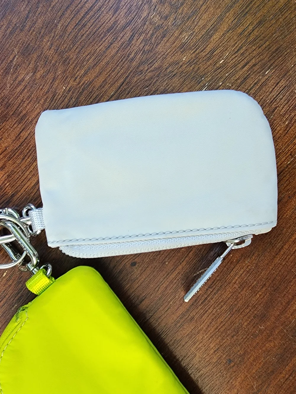 Lululemon Dual Pouch Wristlet Wordmark Vapor Lichen Lime Neon Yellow